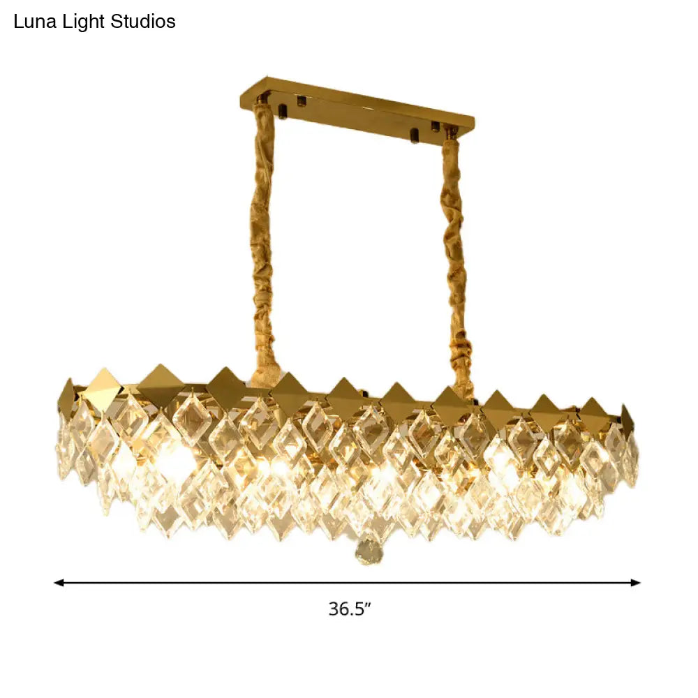 DecorBites™ Contemporary Crystal Rhombus Island Light with 10 Bulbs, Suspended in Gold