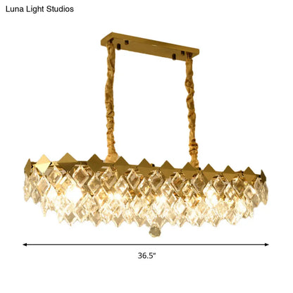 DecorBites™ Contemporary Crystal Rhombus Island Light with 10 Bulbs, Suspended in Gold