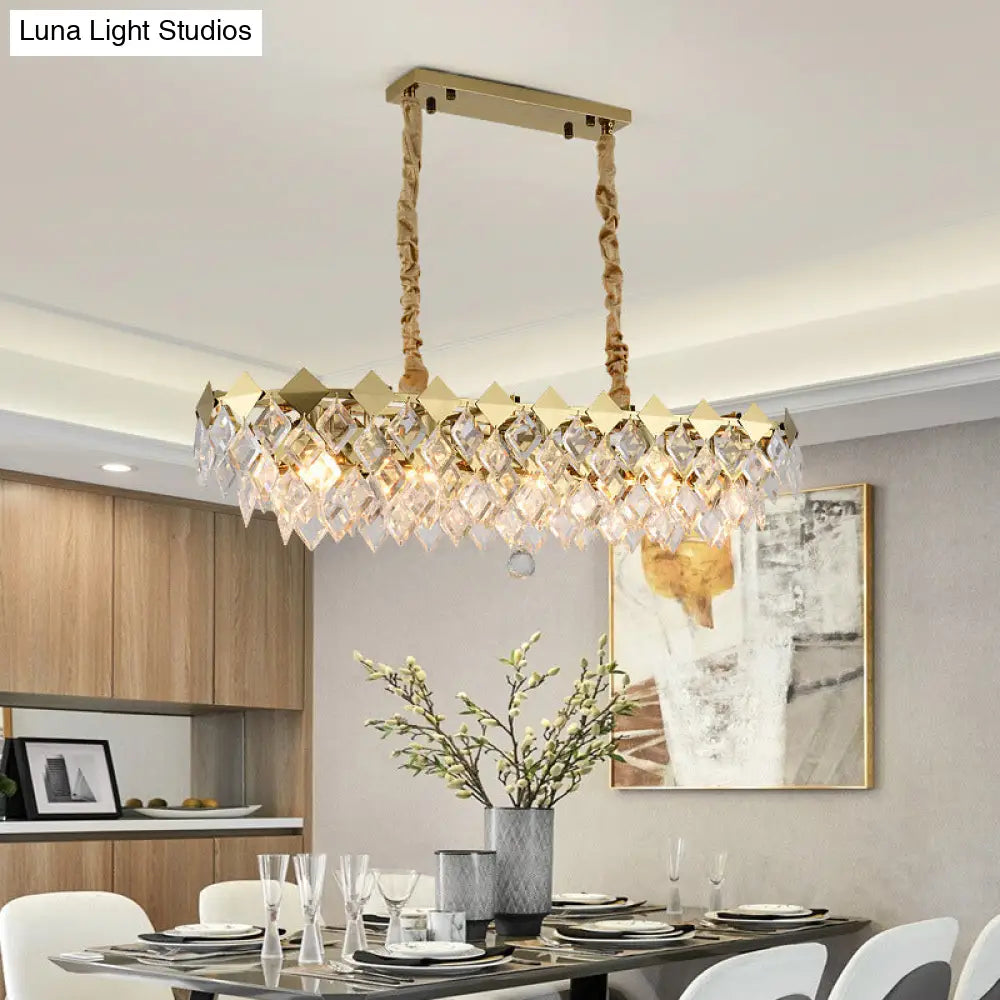 DecorBites™ Contemporary Crystal Rhombus Island Light with 10 Bulbs, Suspended in Gold