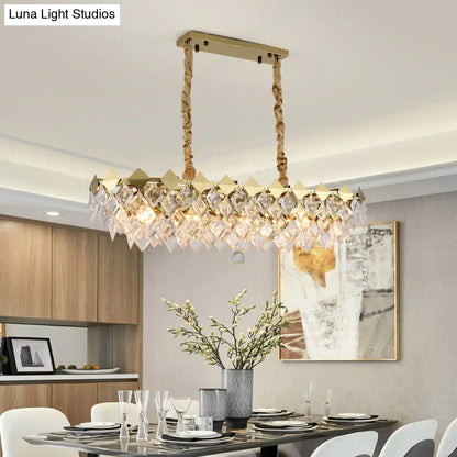 DecorBites™ Contemporary Crystal Rhombus Island Light with 10 Bulbs, Suspended in Gold