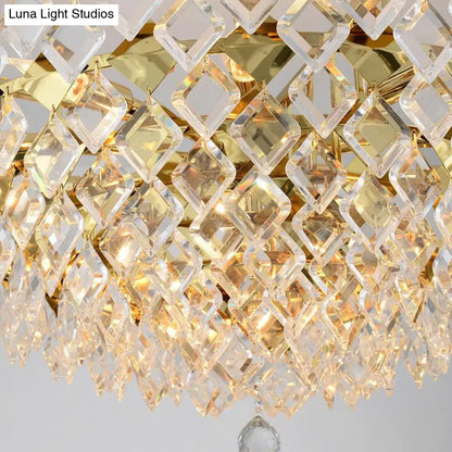 DecorBites™ Contemporary Crystal Rhombus Island Light with 10 Bulbs, Suspended in Gold
