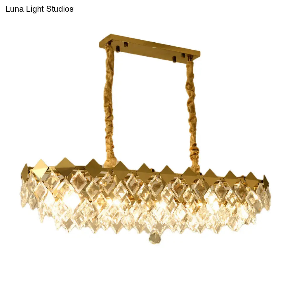 DecorBites™ Contemporary Crystal Rhombus Island Light with 10 Bulbs, Suspended in Gold