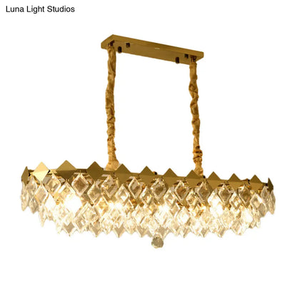 DecorBites™ Contemporary Crystal Rhombus Island Light with 10 Bulbs, Suspended in Gold