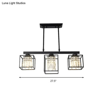 Contemporary crystal rod black island lamp kitchen ceiling light