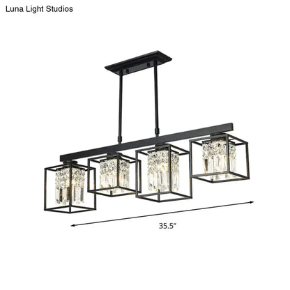 Contemporary crystal rod black island lamp kitchen ceiling light