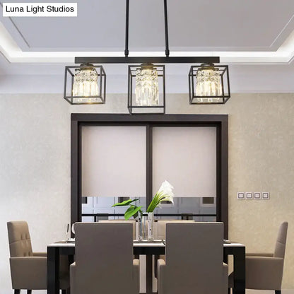 Contemporary crystal rod black island lamp kitchen ceiling light