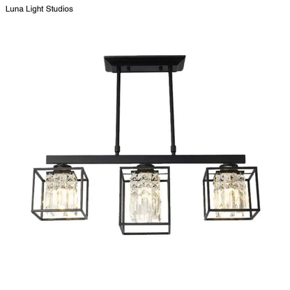 Contemporary crystal rod black island lamp kitchen ceiling light