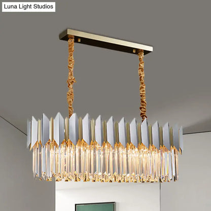 Contemporary crystal silver finish chandelier dining room island light