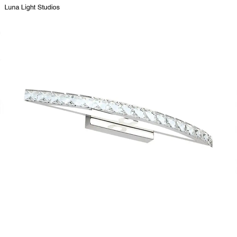 DecorBites™ Contemporary Crystal Silver Wall Sconce Light - Bow Shaped Vanity Lighting for Bathroom - Warm/White Light - 17"/21"/27.5" Wide