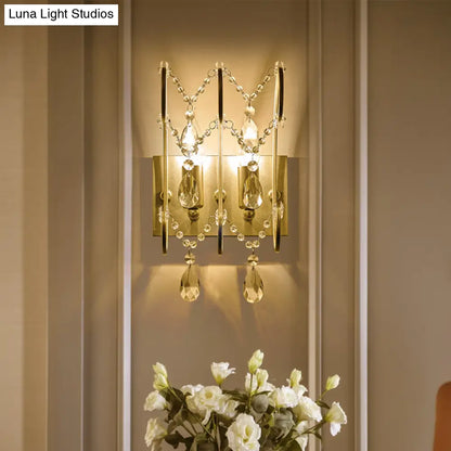 DecorBites™ Contemporary Crystal Strand Sconce with 2-Lights and Silver Rod - Wall Mounted for Bedroom