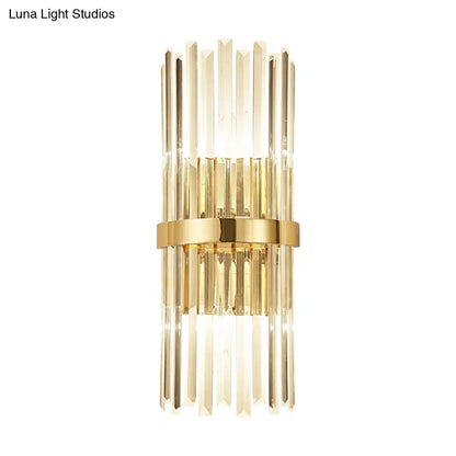 DecorBites™ Contemporary Crystal Wall Lamp with Cylinder Design - Golden Wall Lighting for Living Room - Includes 2 Bulbs