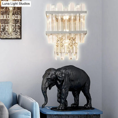 DecorBites™ Contemporary Crystal Wall Sconce: Brass/Chrome Linear 3-Light Fixture