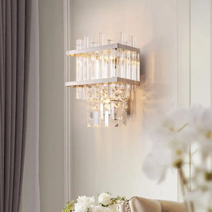 DecorBites™ Contemporary Crystal Wall Sconce: Brass/Chrome Linear 3-Light Fixture