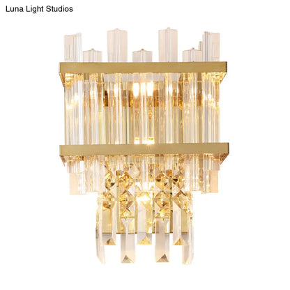 DecorBites™ Contemporary Crystal Wall Sconce: Brass/Chrome Linear 3-Light Fixture