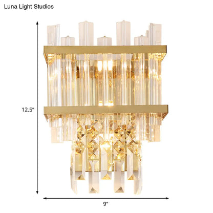 DecorBites™ Contemporary Crystal Wall Sconce: Brass/Chrome Linear 3-Light Fixture