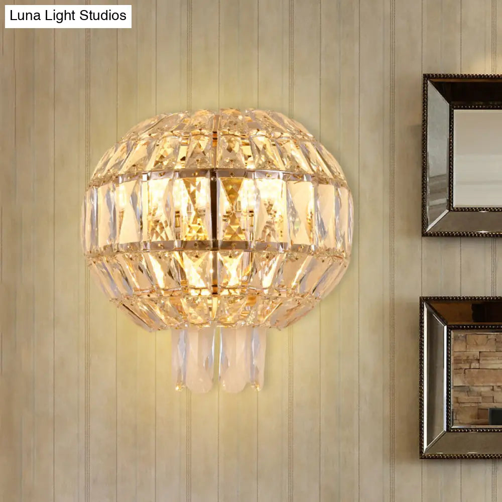 DecorBites™ Contemporary Crystal Wall Sconce - Gold Finish, Tiered Design, 3 Bulbs