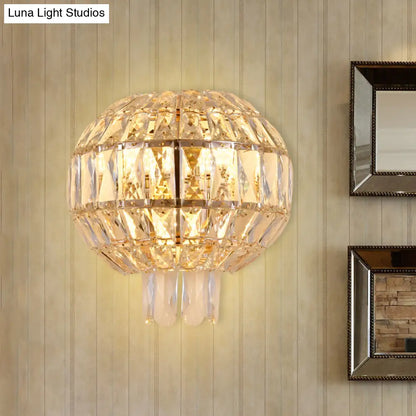 DecorBites™ Contemporary Crystal Wall Sconce - Gold Finish, Tiered Design, 3 Bulbs