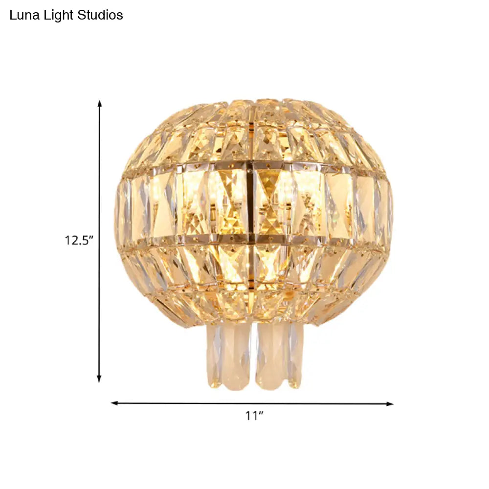 DecorBites™ Contemporary Crystal Wall Sconce - Gold Finish, Tiered Design, 3 Bulbs