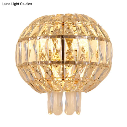 DecorBites™ Contemporary Crystal Wall Sconce - Gold Finish, Tiered Design, 3 Bulbs