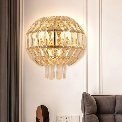 DecorBites™ Contemporary Crystal Wall Sconce - Gold Finish, Tiered Design, 3 Bulbs