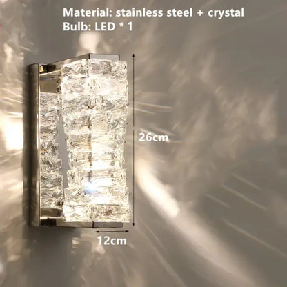 Contemporary crystal wall sconce gold frame bedroom light