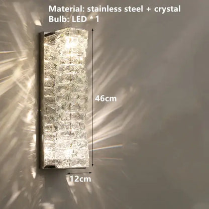 Contemporary crystal wall sconce gold frame bedroom light