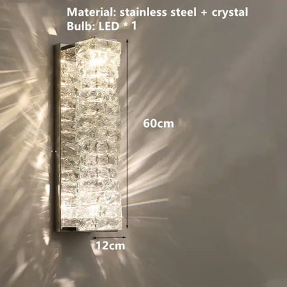 Contemporary crystal wall sconce gold frame bedroom light