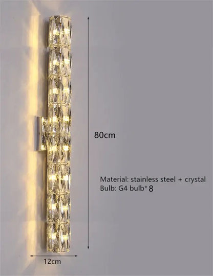 Contemporary crystal wall sconce gold frame bedroom light