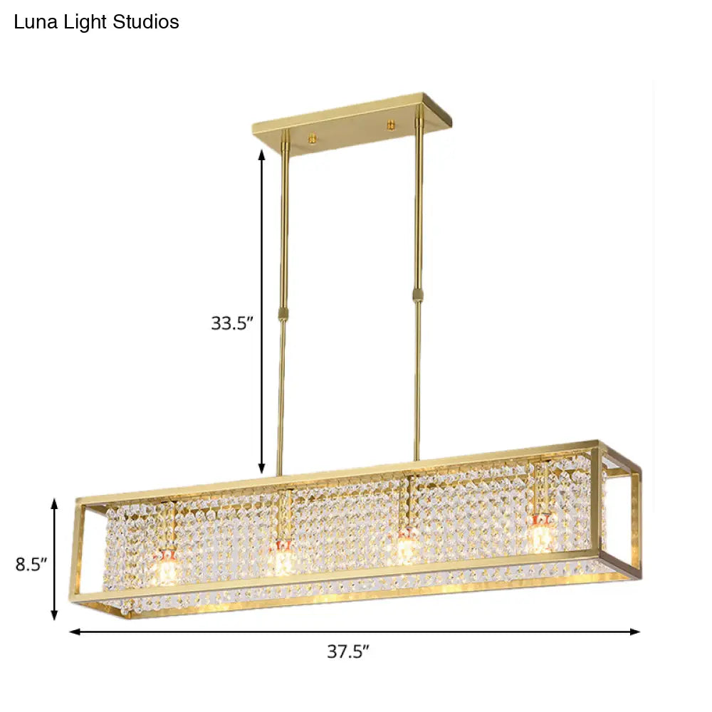 DecorBites™ Contemporary Cuboid Island Pendant Chandelier with Crystal Drops