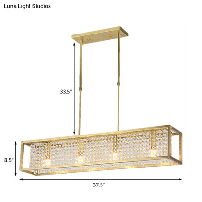 DecorBites™ Contemporary Cuboid Island Pendant Chandelier with Crystal Drops