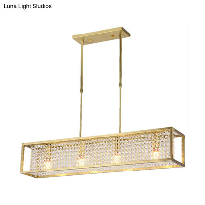 DecorBites™ Contemporary Cuboid Island Pendant Chandelier with Crystal Drops