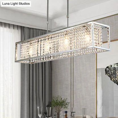DecorBites™ Contemporary Cuboid Island Pendant Chandelier with Crystal Drops