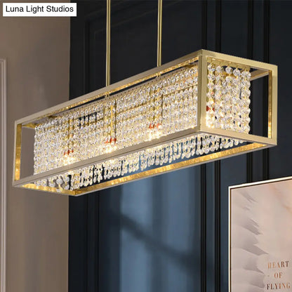 DecorBites™ Contemporary Cuboid Island Pendant Chandelier with Crystal Drops