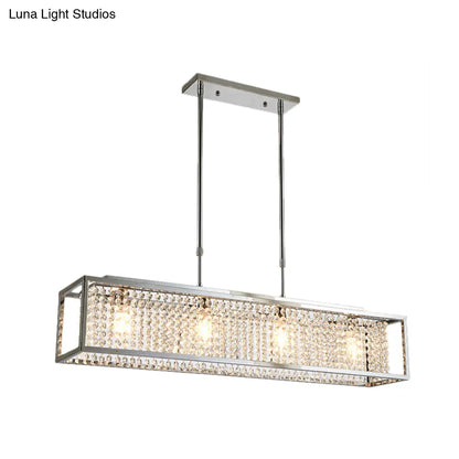 DecorBites™ Contemporary Cuboid Island Pendant Chandelier with Crystal Drops