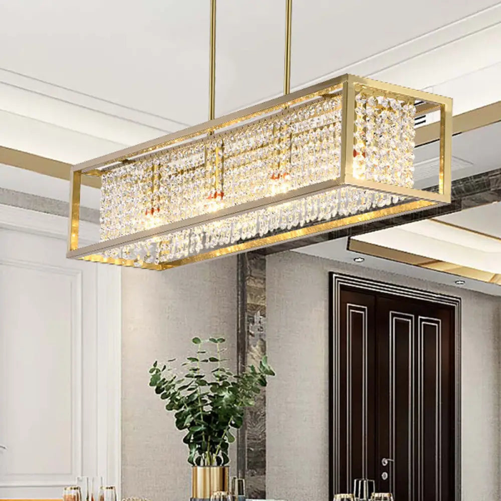 DecorBites™ Contemporary Cuboid Island Pendant Chandelier with Crystal Drops