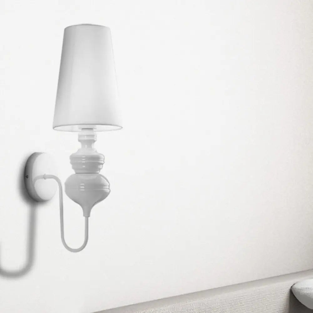 DecorBites™ Contemporary Fabric Barrel Wall Mount Light - Bedroom Sconce Light (Black/Silver/White)