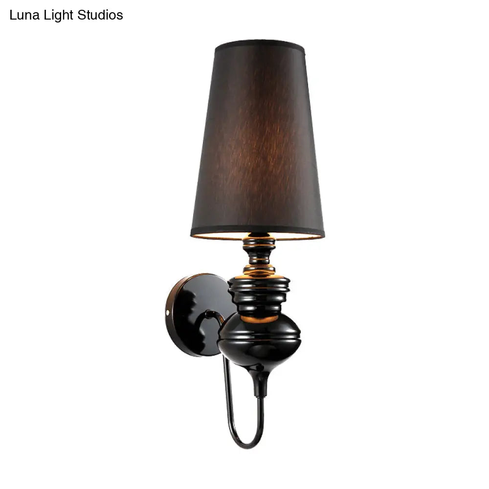 DecorBites™ Contemporary Fabric Barrel Wall Mount Light - Bedroom Sconce Light (Black/Silver/White)