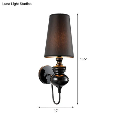 DecorBites™ Contemporary Fabric Barrel Wall Mount Light - Bedroom Sconce Light (Black/Silver/White)