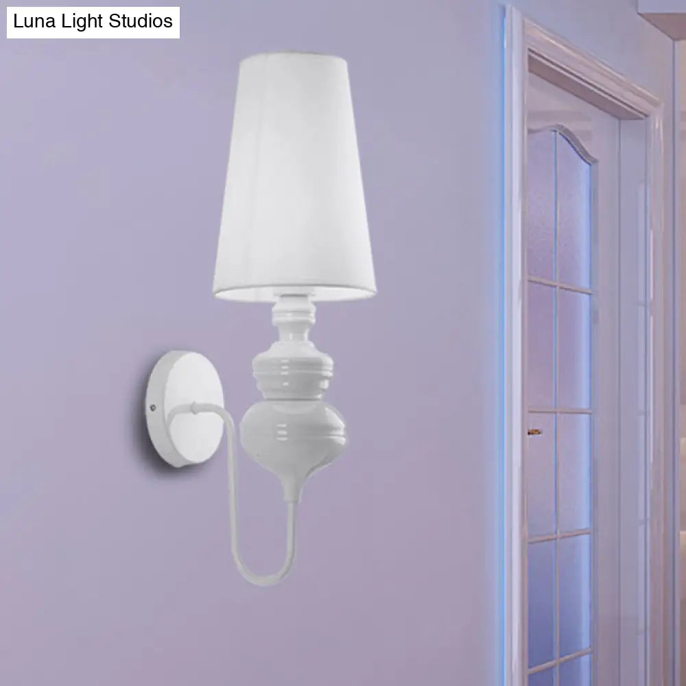 DecorBites™ Contemporary Fabric Barrel Wall Mount Light - Bedroom Sconce Light (Black/Silver/White)