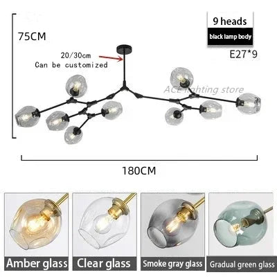 DecorBites™ Contemporary Glass Bubble Chandelier for Living Room