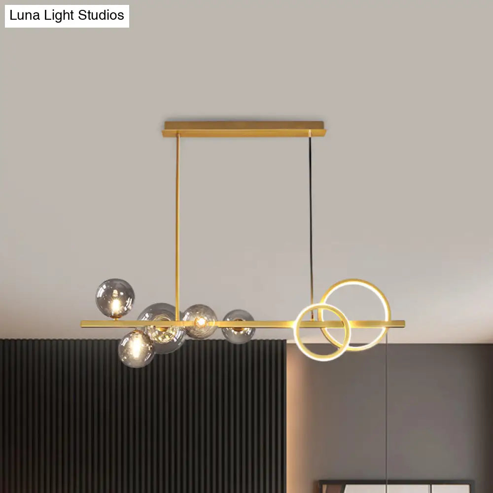 DecorBites™ Contemporary Glass Island Lamp: 7-Head Hanging Light for Dining Room