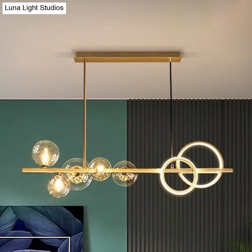 DecorBites™ Contemporary Glass Island Lamp: 7-Head Hanging Light for Dining Room