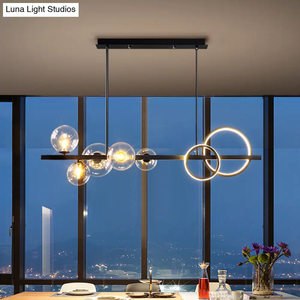 DecorBites™ Contemporary Glass Island Lamp: 7-Head Hanging Light for Dining Room