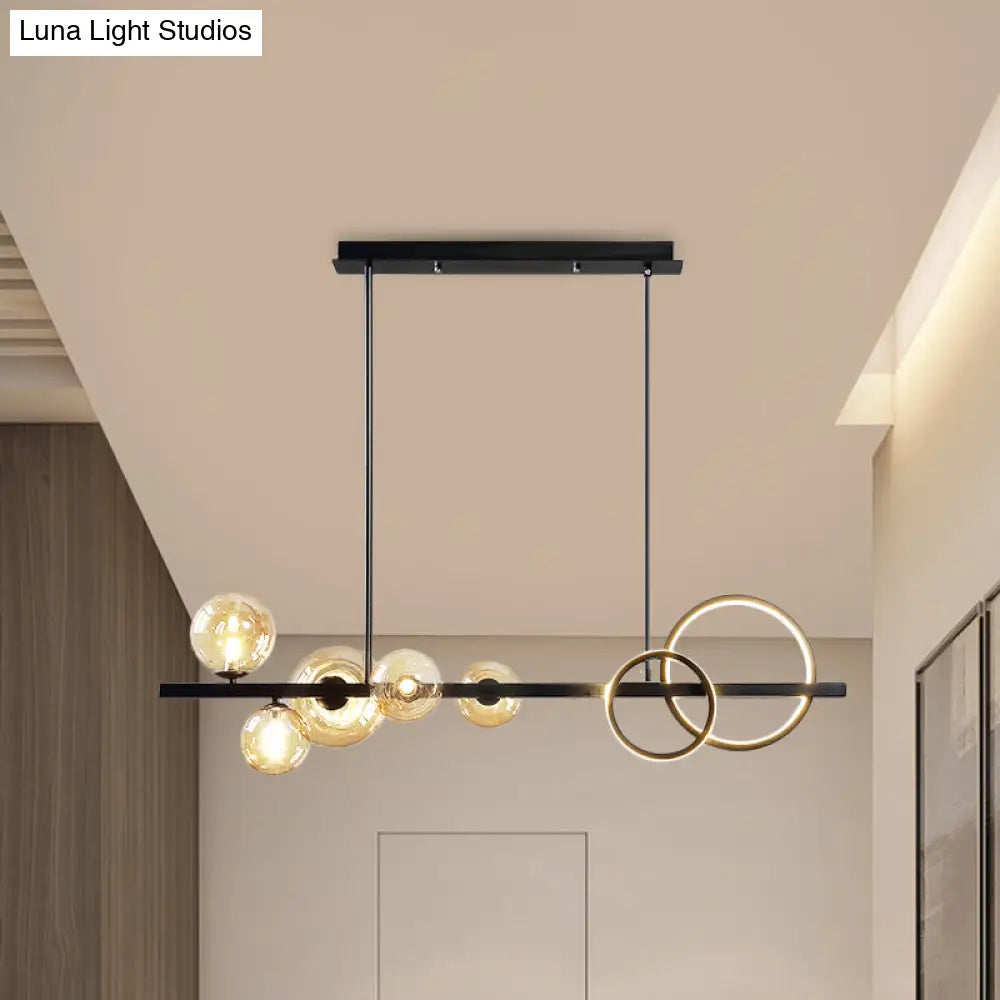 DecorBites™ Contemporary Glass Island Lamp: 7-Head Hanging Light for Dining Room