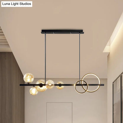 DecorBites™ Contemporary Glass Island Lamp: 7-Head Hanging Light for Dining Room
