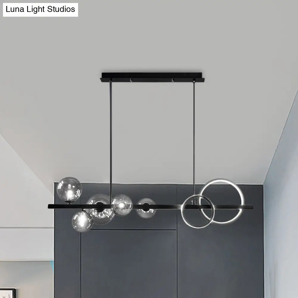 DecorBites™ Contemporary Glass Island Lamp: 7-Head Hanging Light for Dining Room