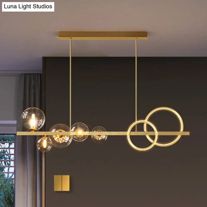 DecorBites™ Contemporary Glass Island Lamp: 7-Head Hanging Light for Dining Room