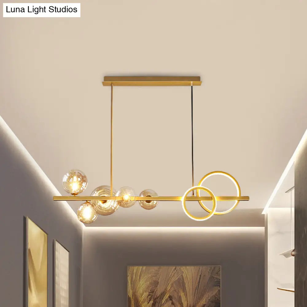 DecorBites™ Contemporary Glass Island Lamp: 7-Head Hanging Light for Dining Room