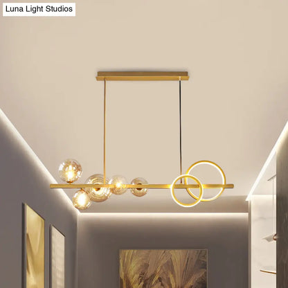 DecorBites™ Contemporary Glass Island Lamp: 7-Head Hanging Light for Dining Room
