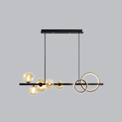 DecorBites™ Contemporary Glass Island Lamp: 7-Head Hanging Light for Dining Room